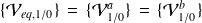 \{ \mathcal V_{eq,1 /0} \}\,=\,\{ \mathcal V_{1/0}^a \}\,=\,\{ \mathcal V_{1/0}^b\}