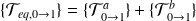 \{ \mathcal T_{eq,0 \rightarrow 1} \}=\{ \mathcal T_{0\rightarrow 1}^a \}+\{ \mathcal T_{0 \rightarrow 1}^b \}